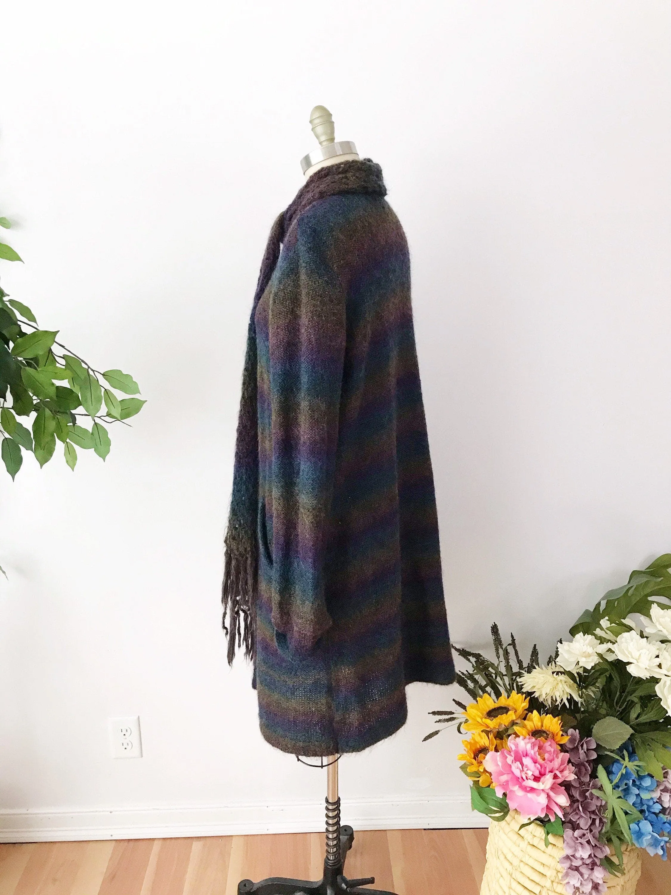 00's Rainbow Duster Cardigan with Scarf by Colette Mordo