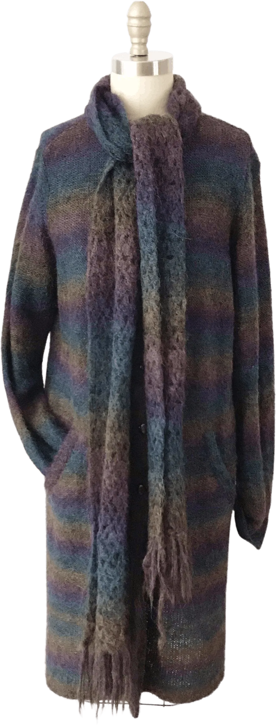 00's Rainbow Duster Cardigan with Scarf by Colette Mordo