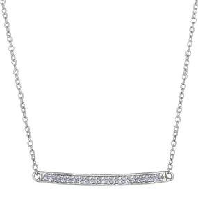 14k White Gold 0.12Ct Diamond Bar Necklace - 18 Inch