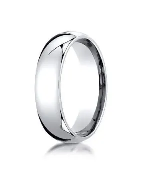 14k White Gold 6mm Slightly Domed Super Light Comfort Fit Ring