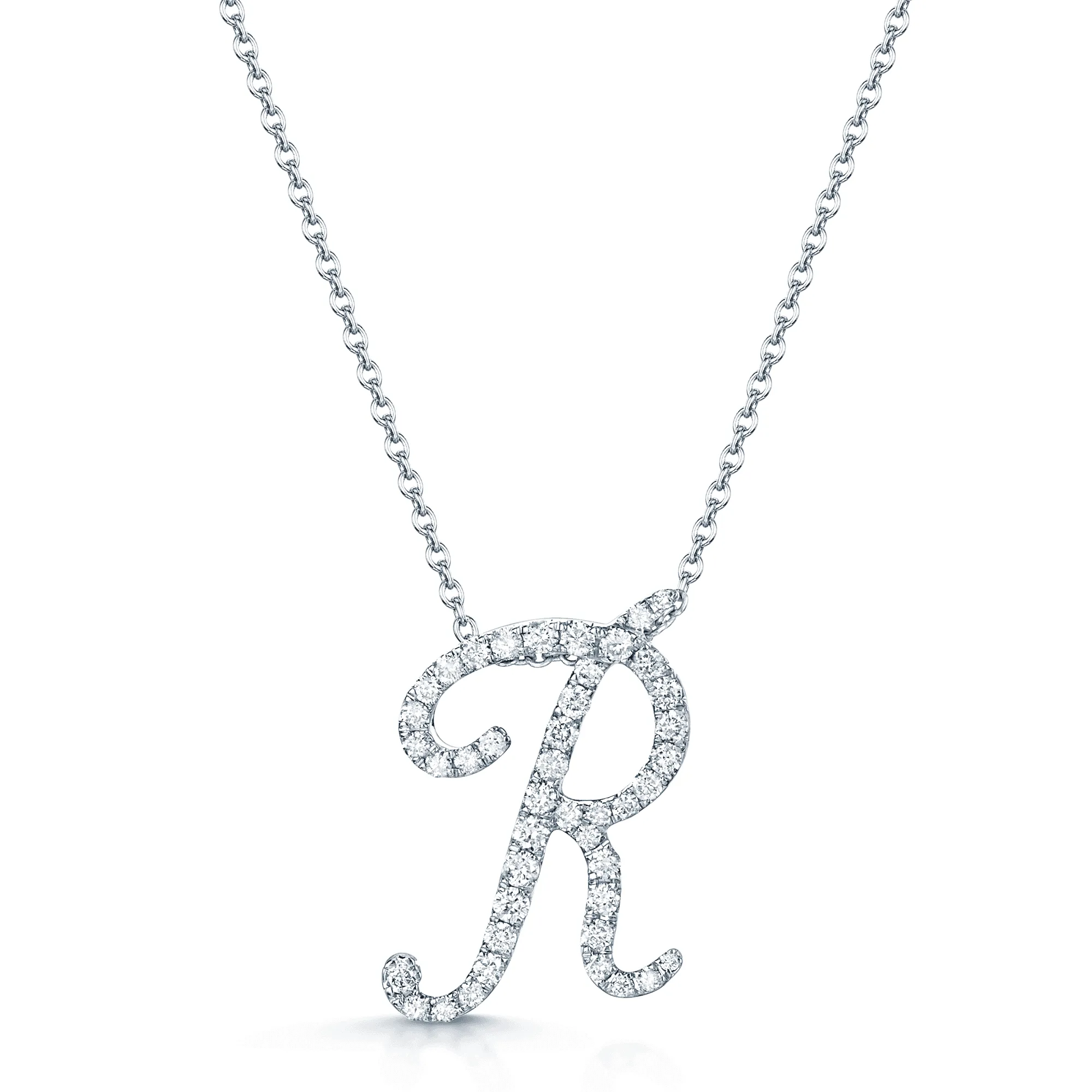 18ct White Gold Diamond Initial "R" Pendant