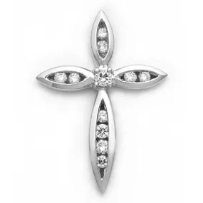 18k White Gold Diamond Cross Pendant