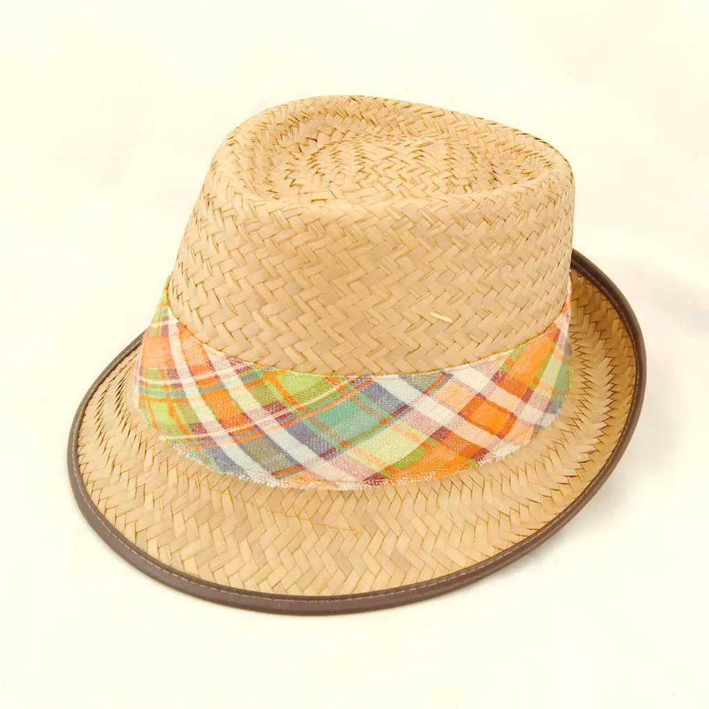 1950s Straw Madras Plaid Hat