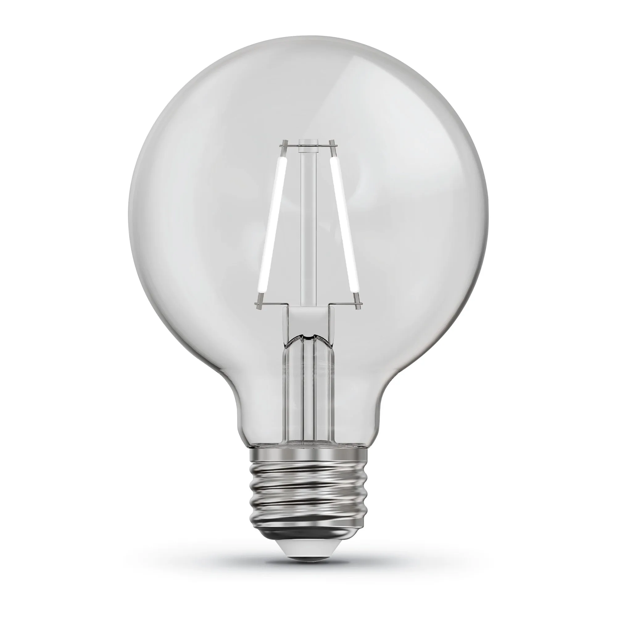 2.5W (25W Replacement) Soft White (2700K) Globe Shape (E26 Base) Exposed White Filament LED Bulb (3-Pack)