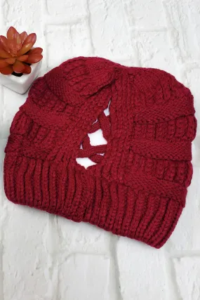 #27 Maroon Ponytail Beanie