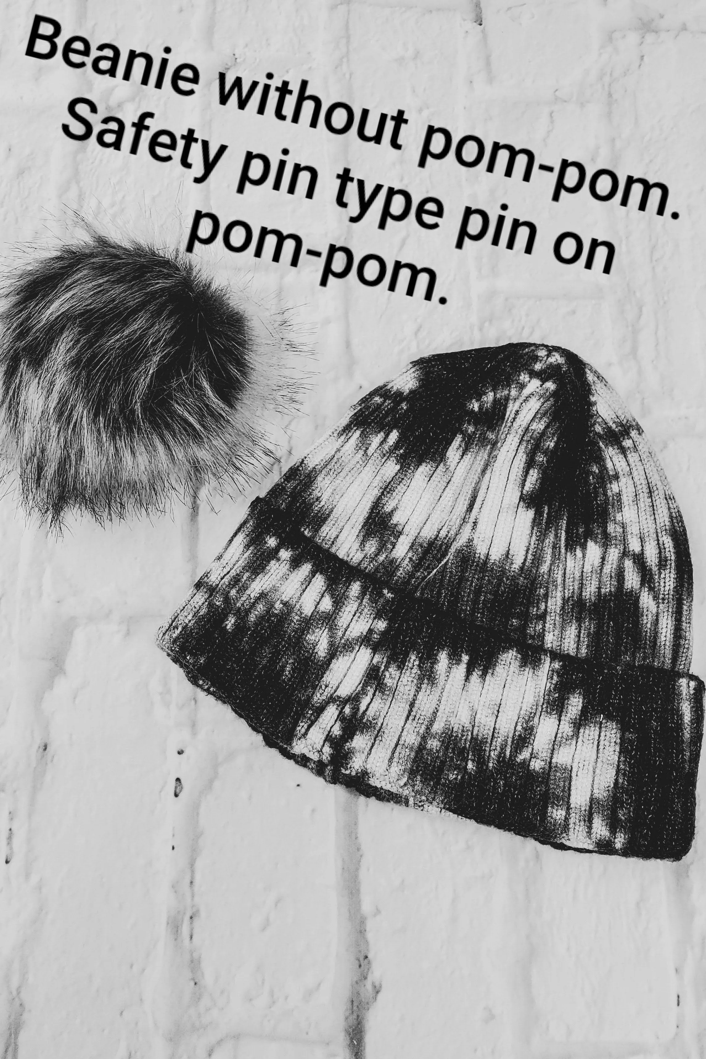 #34 Pink, Blue, Grey Tie-Dye Pom-Pom Beanie