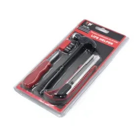 4pcs Helper Tool Set with Mini Plastic Hammer, 4 bits, Screw Driver & Cutter