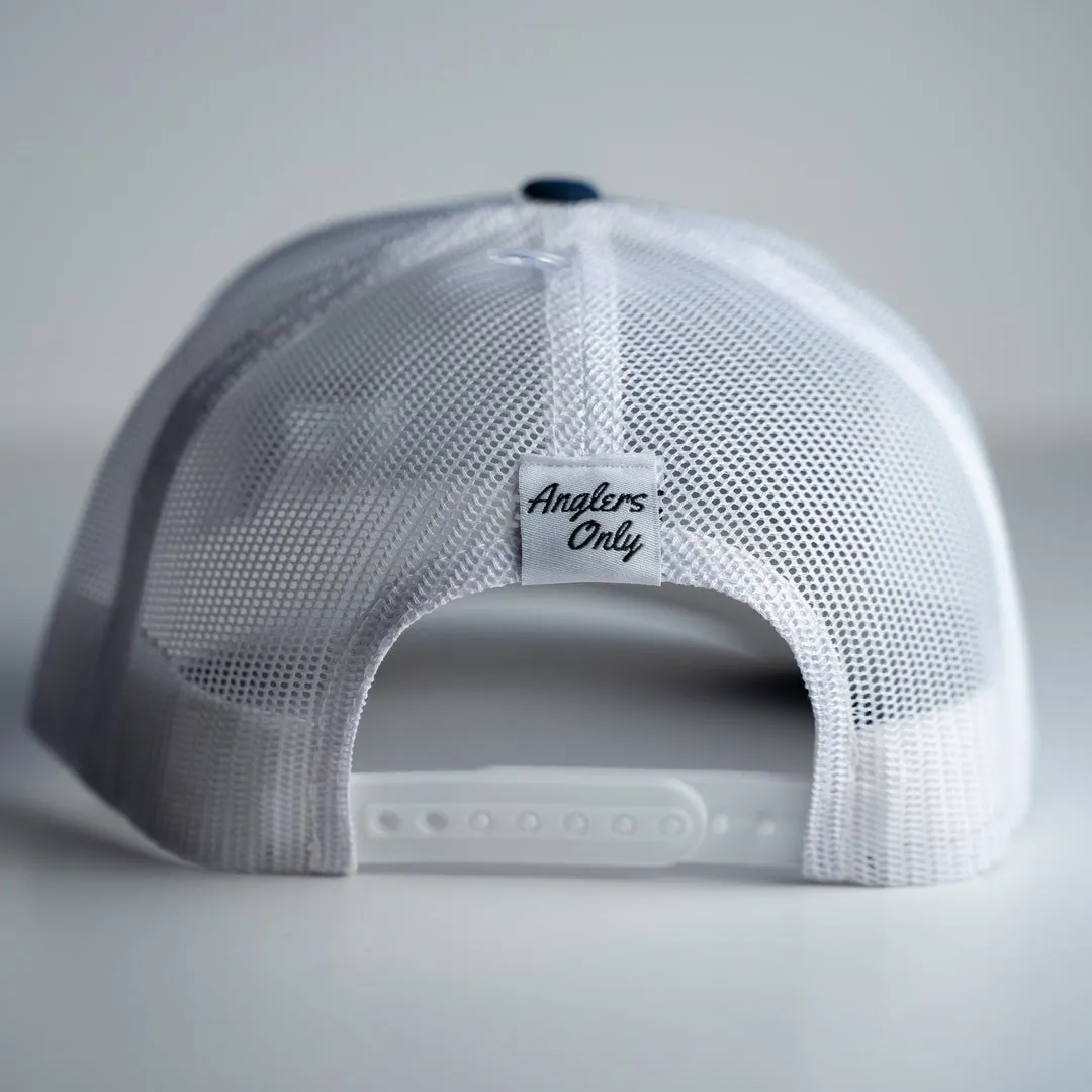 'A is for Anglers' Trucker - Navy & White