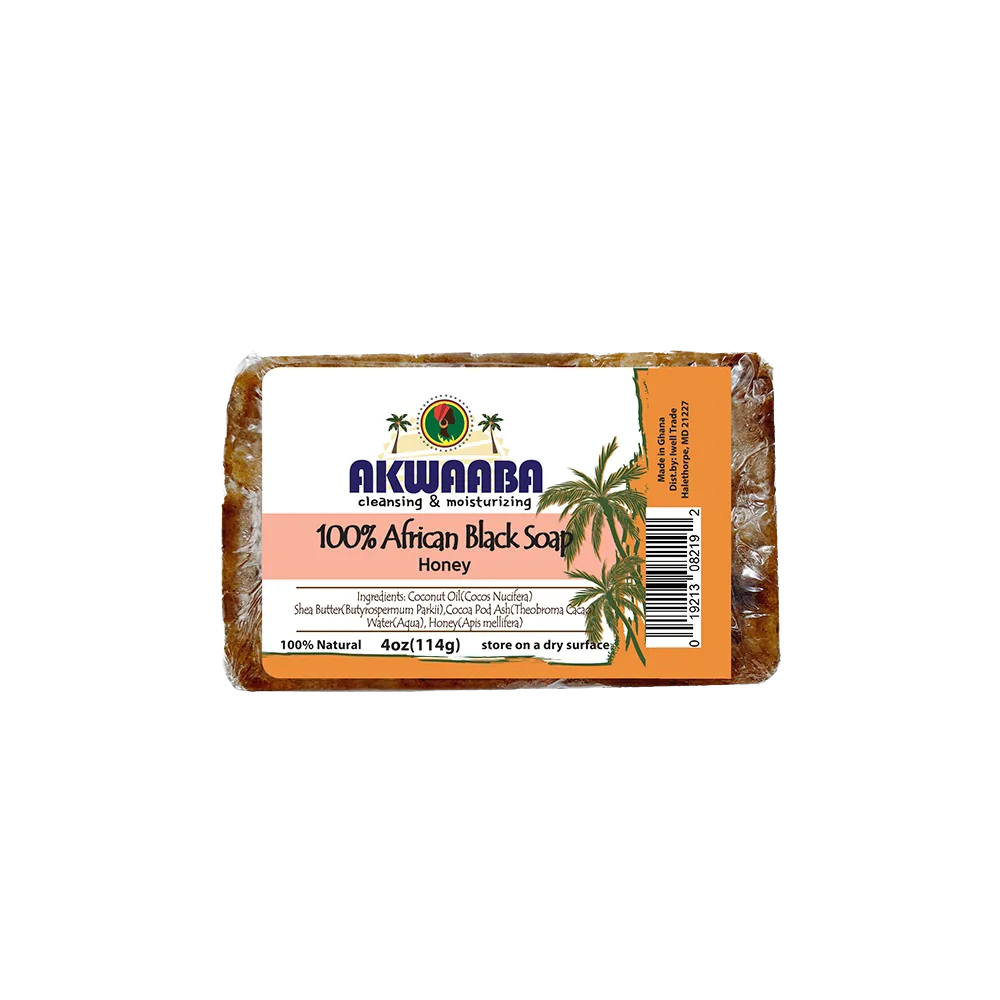 Akwaaba African Black Soap Bar (Honey) 4oz