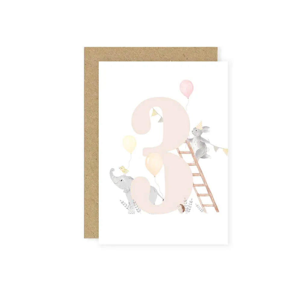 Animals 3rd Birthday Card - Little Roglets