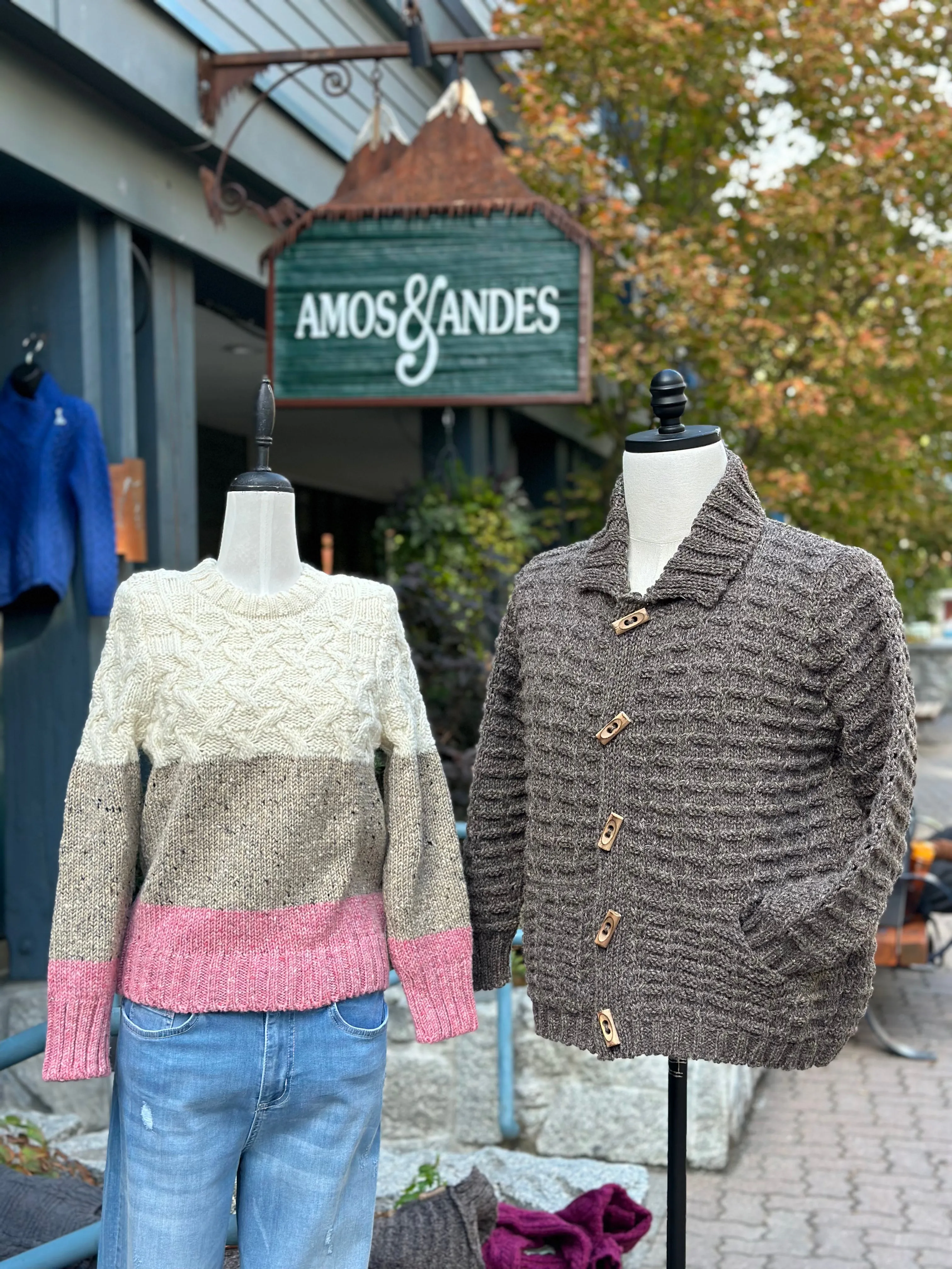 Aran - Tri Band Sweater - Ecru