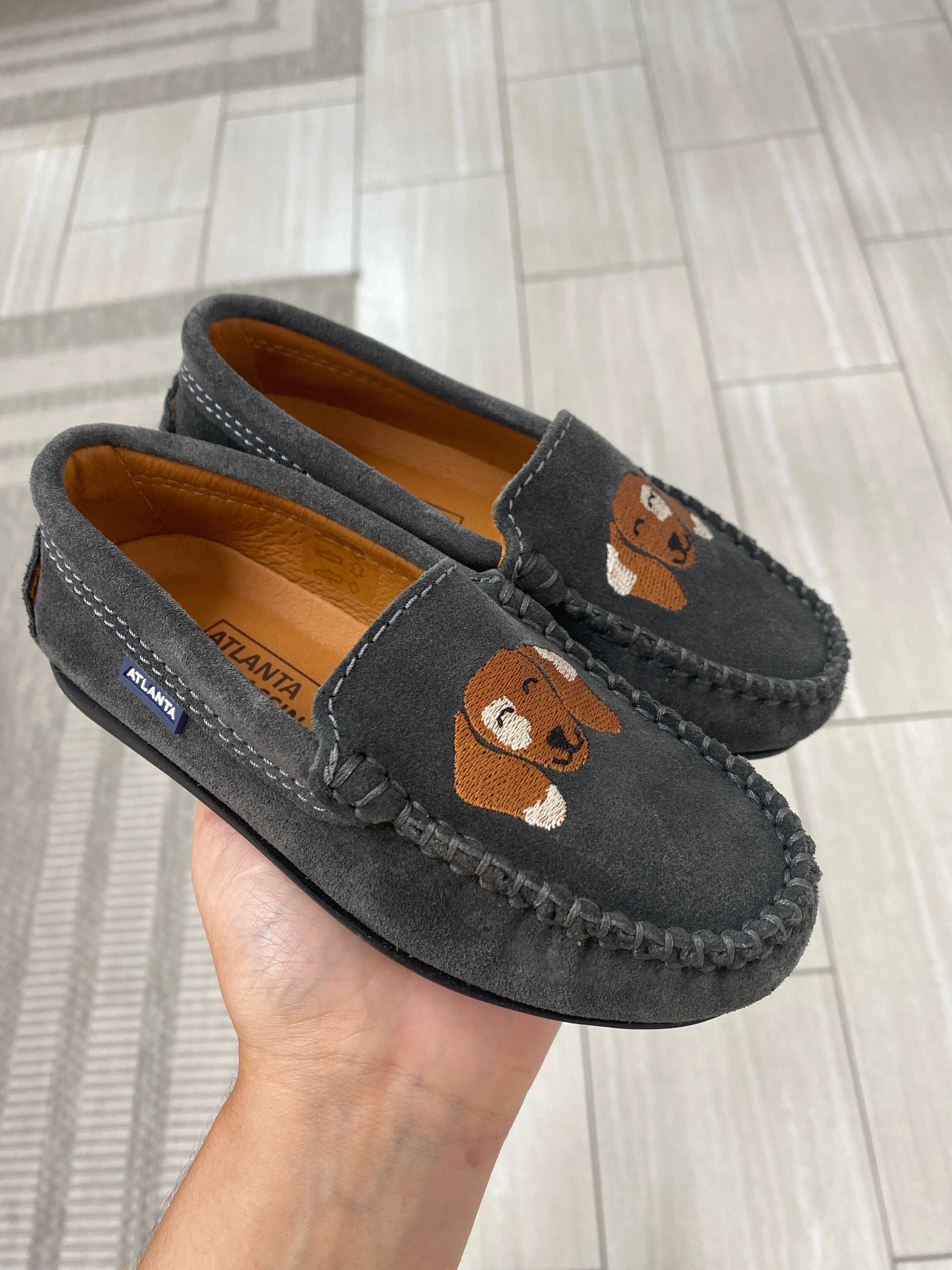 Atlanta Mocassin Gray Suede Dog Loafer