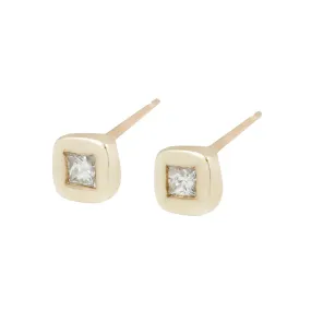 Bezel white diamond studs