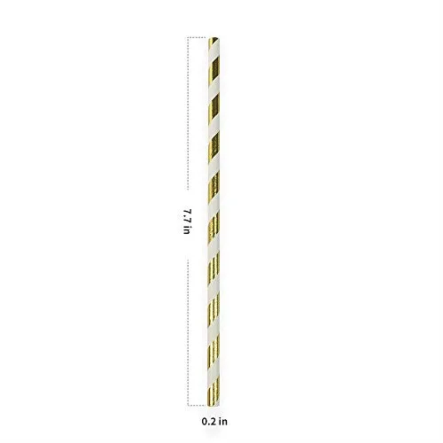 Biodegradable Stripe Straws Gold and Black Paper Drinking Straws for Party 100 Pcs 7.75 Inches for Adult and Kids by Youmewell