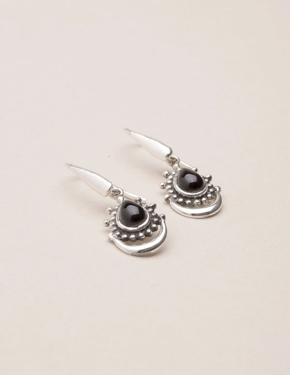 Black Onyx Vintage Teardrop Earrings