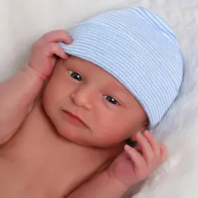 Blue and White Striped Beanie