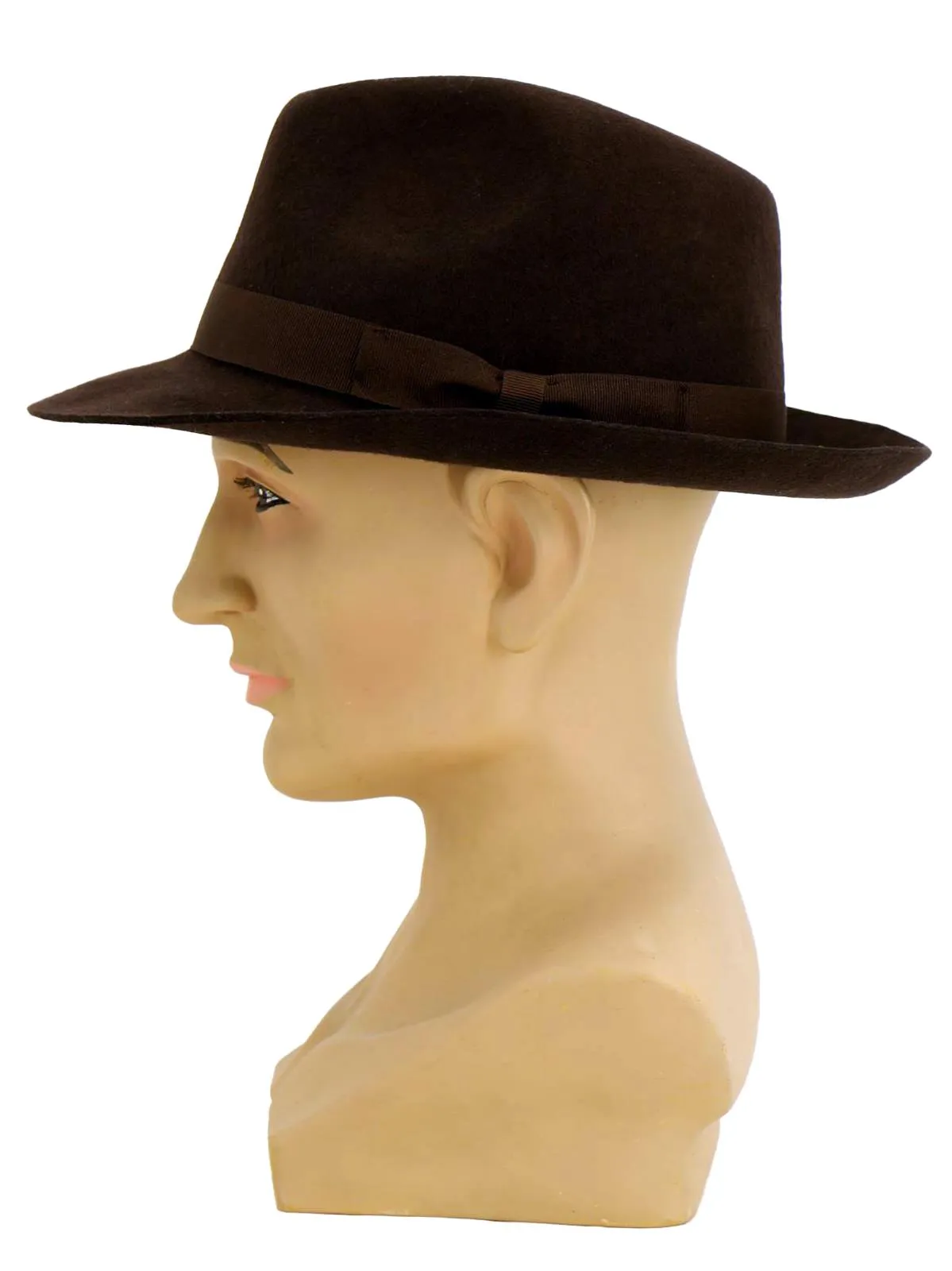 Brown 40s Style Wool Snap Brim Fedora