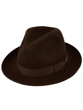 Brown 40s Style Wool Snap Brim Fedora