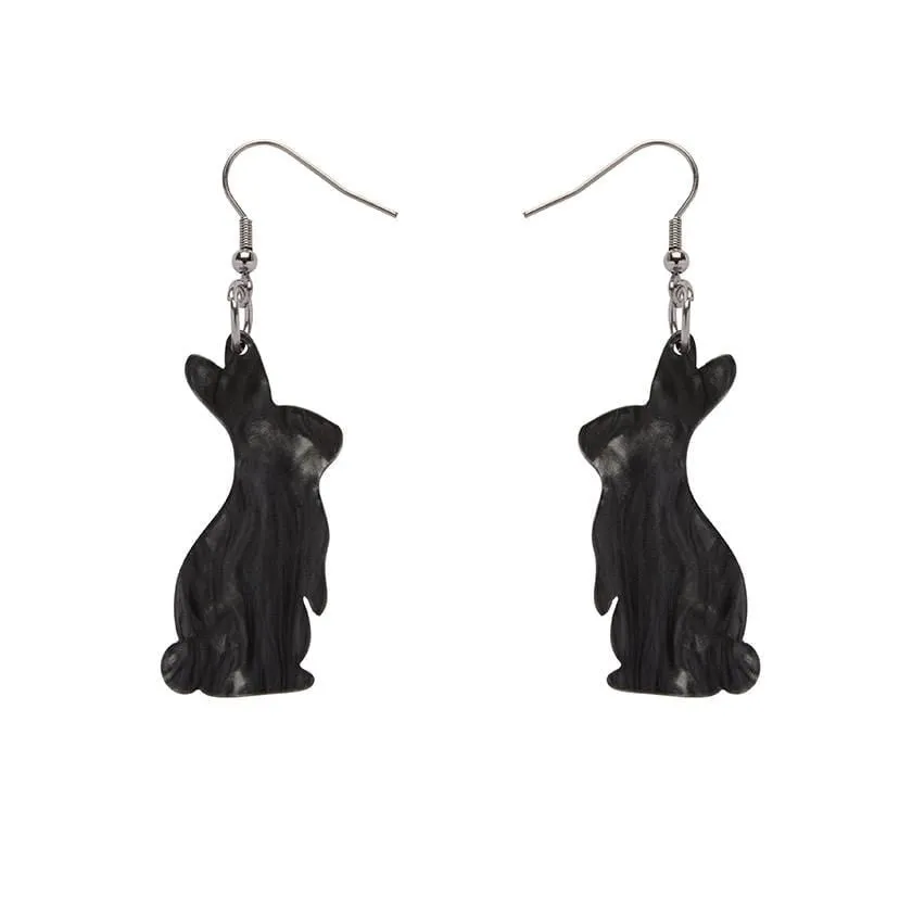 Bunny Textured Resin Drop Earrings - Black