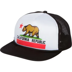 California Republic Flag Flat Bill Snapback Mesh Truckers Cap