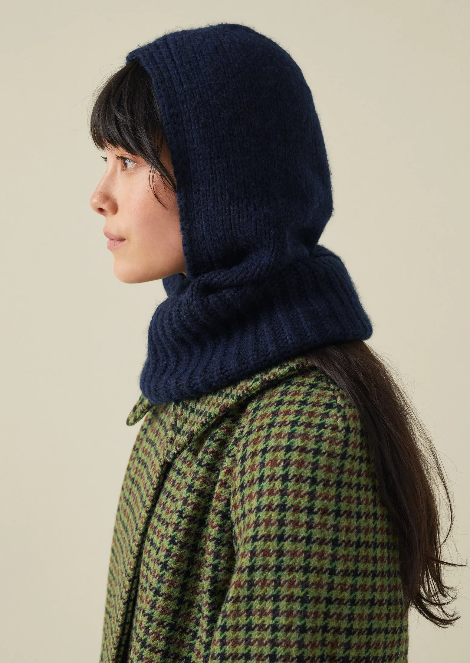 Cotton Wool Knitted Hood | Navy