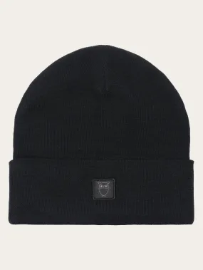 Double layer fine merino wool beanie - RWS - Black Jet