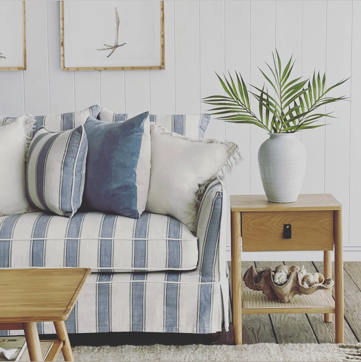 East Hampton Blue Stripe 3 Seater Sofa