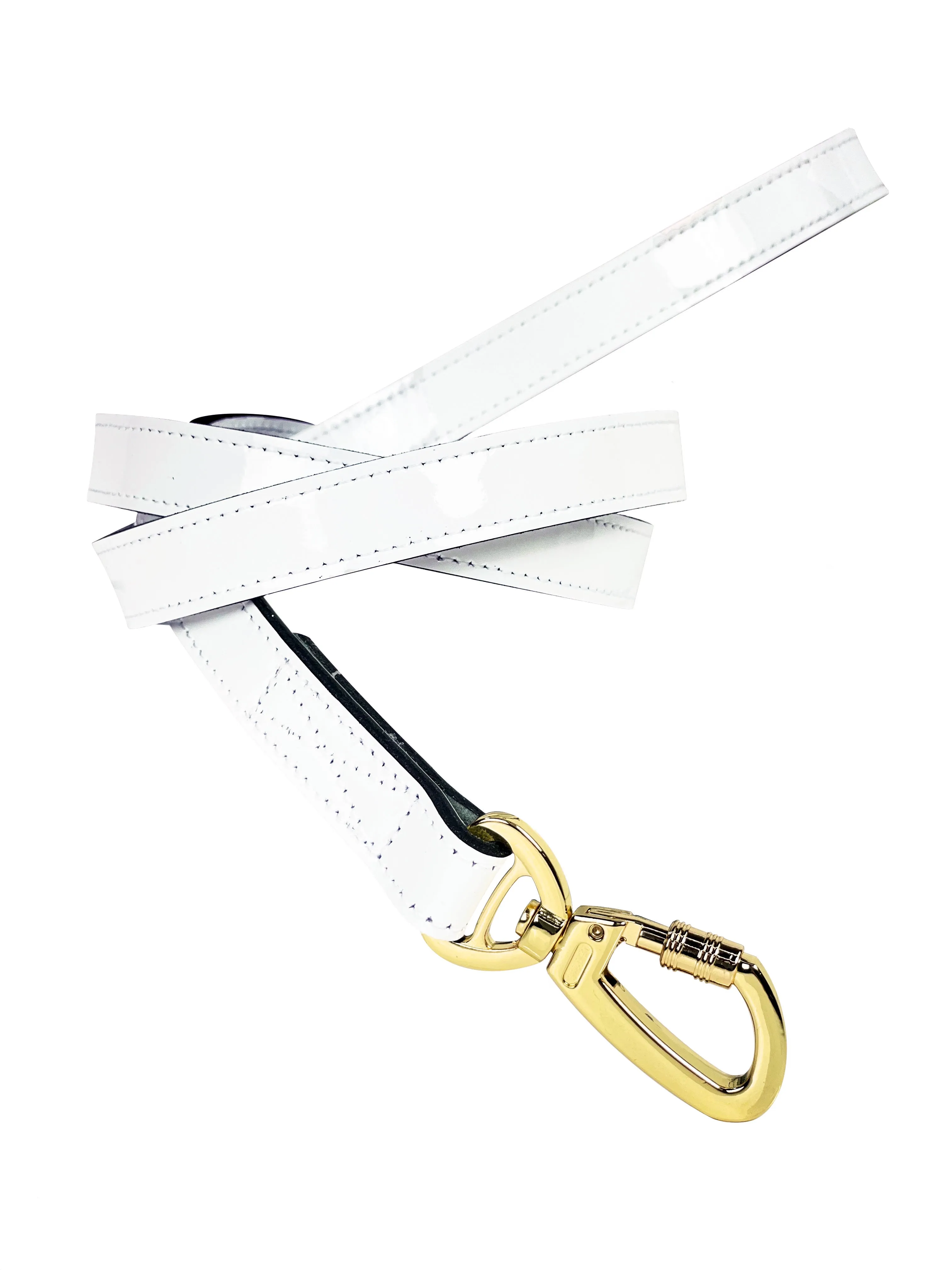 Estate Dog Leash in  White Patent & Gold