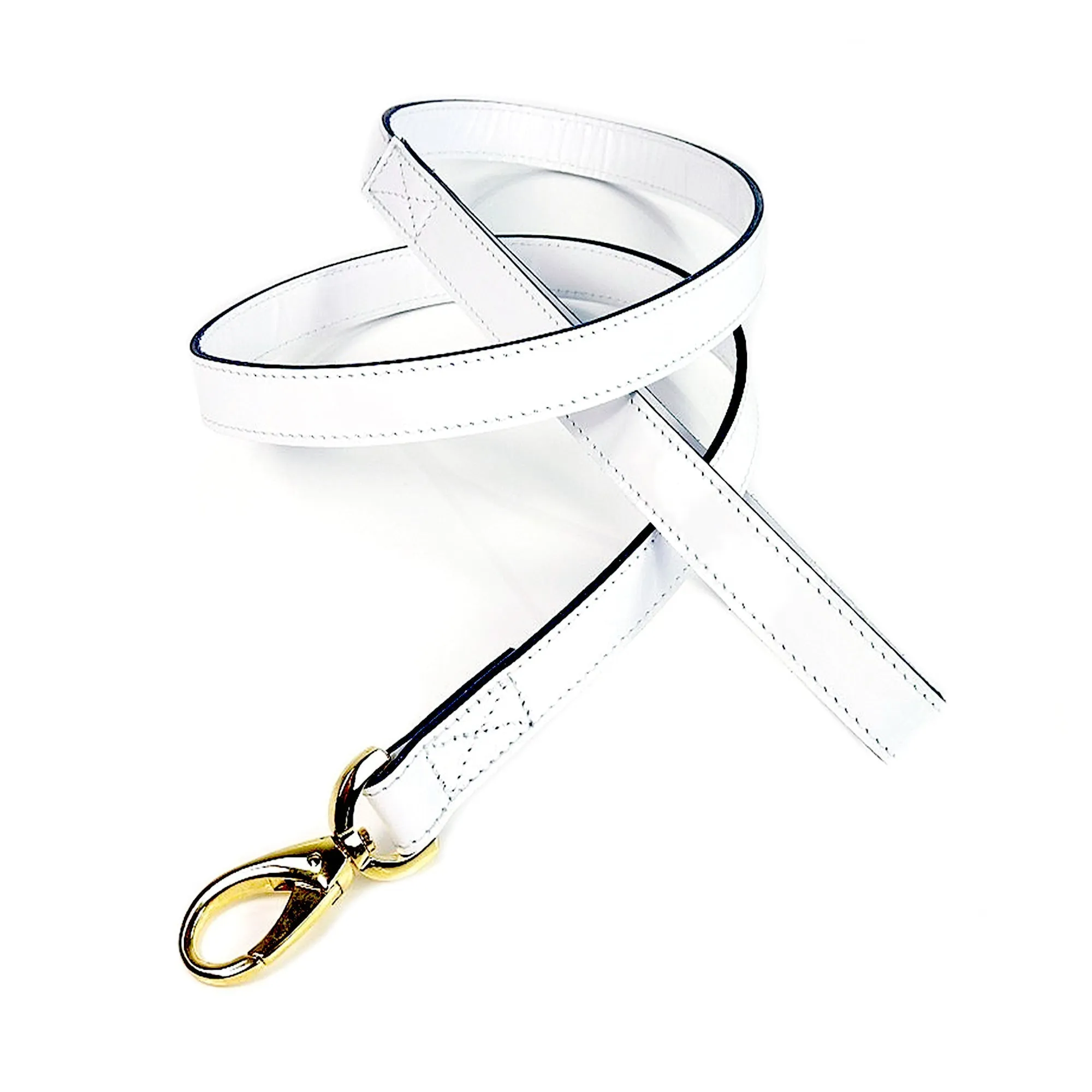 Estate Dog Leash in  White Patent & Gold