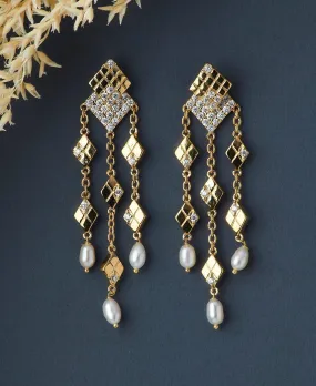 Ethnic Pearl Triple Hanging Pearl Jhumka