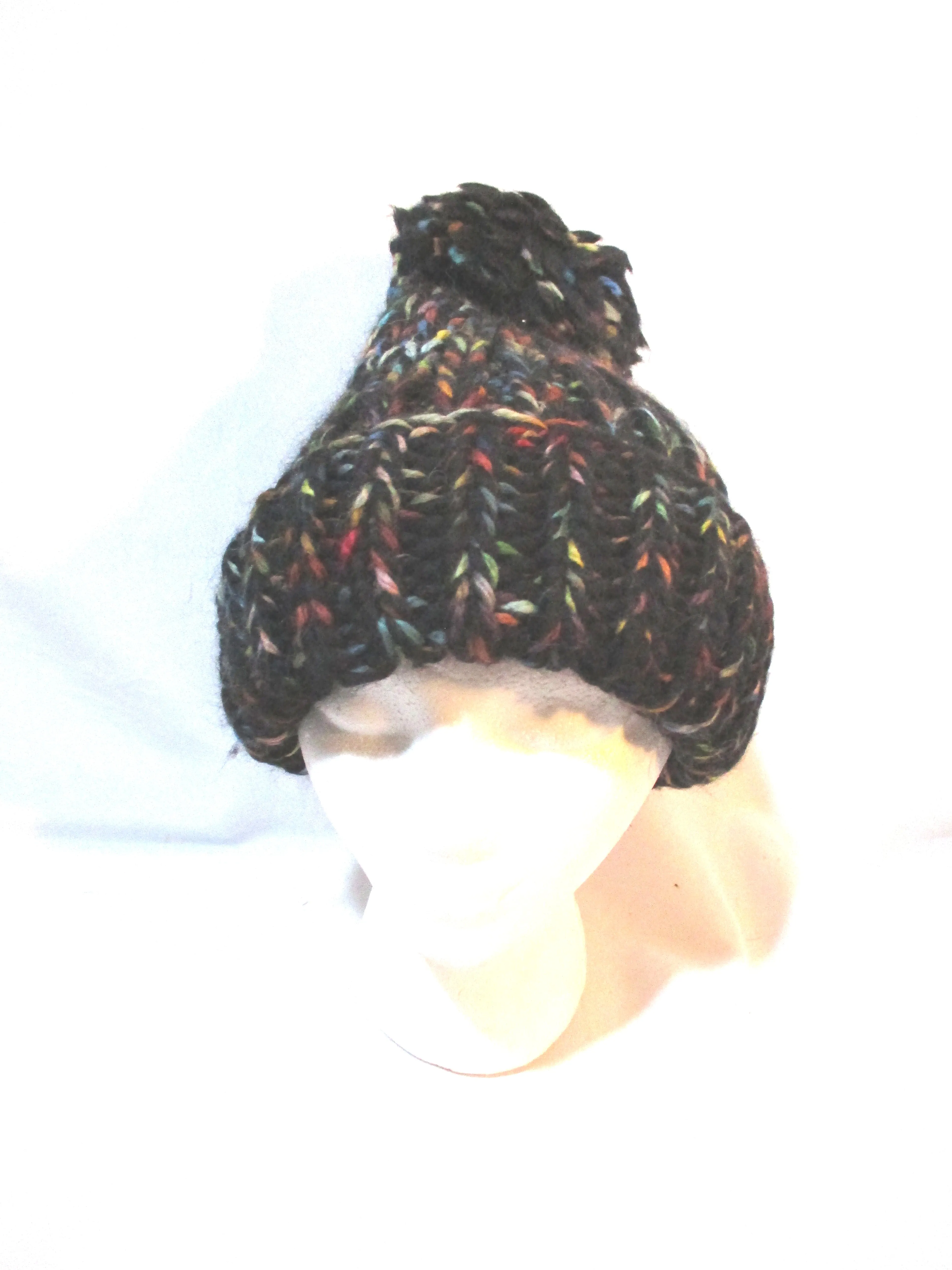 EUGENIA KIM WOOL ALPACA Knit HAT Cap CONFETTI BLACK MULTI Pompom