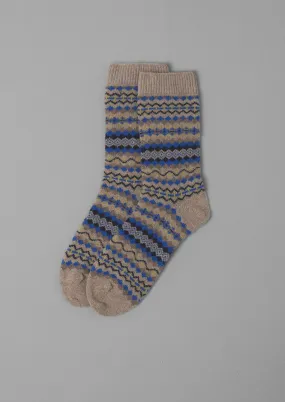 Fair Isle Wool Socks | Blue Multi