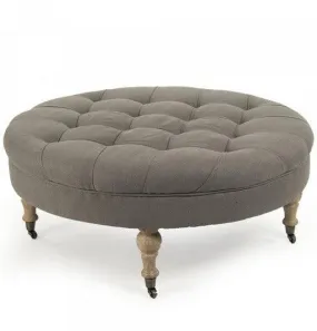 Gray Maison Tufted Round Ottoman