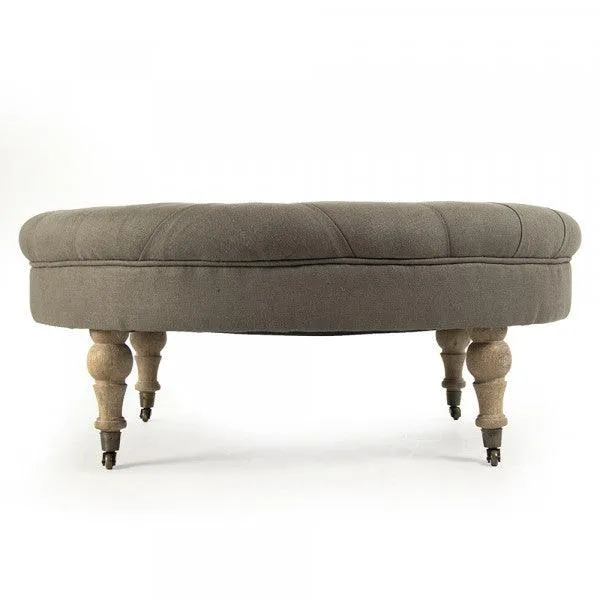 Gray Maison Tufted Round Ottoman