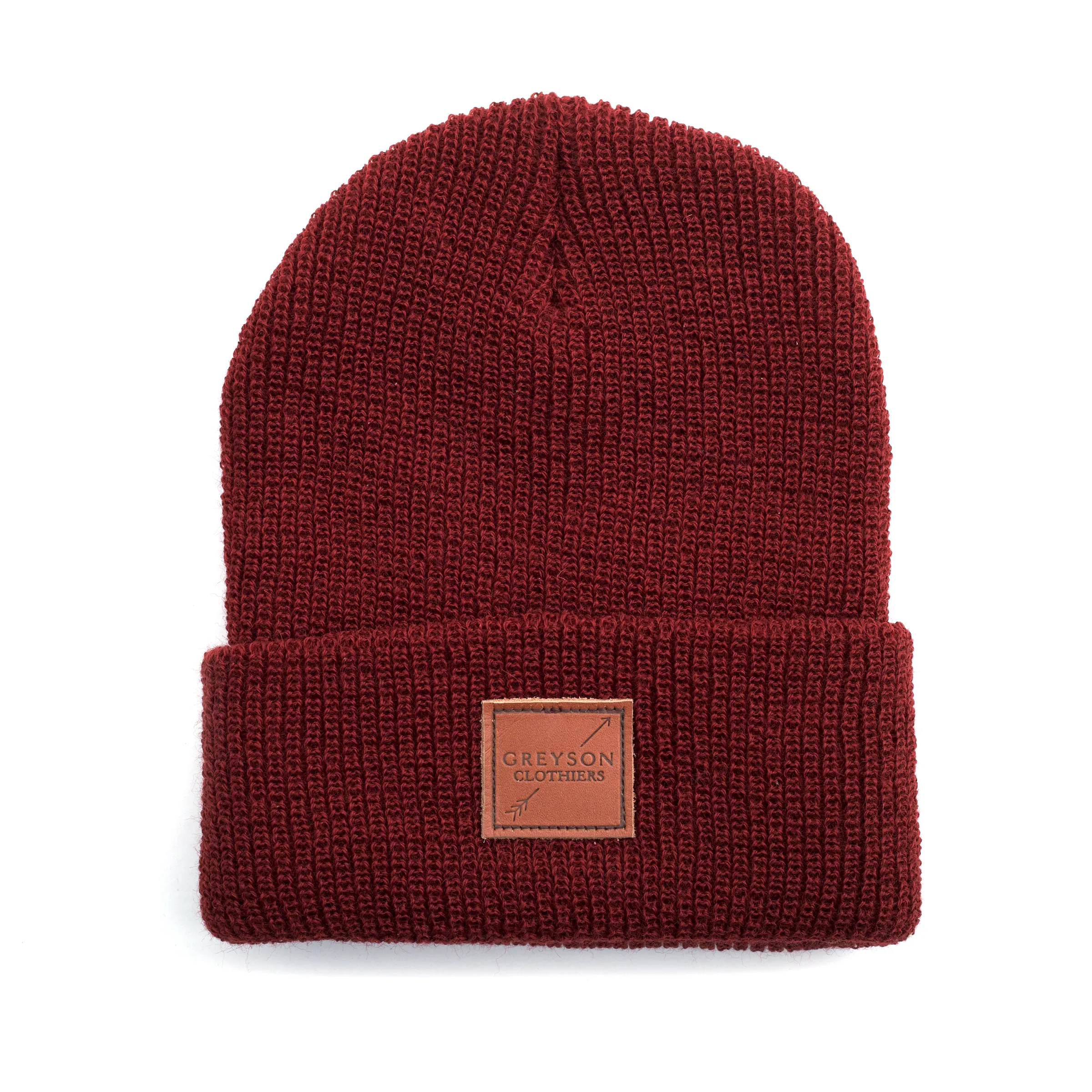 Greyson Leather Patch Beanie