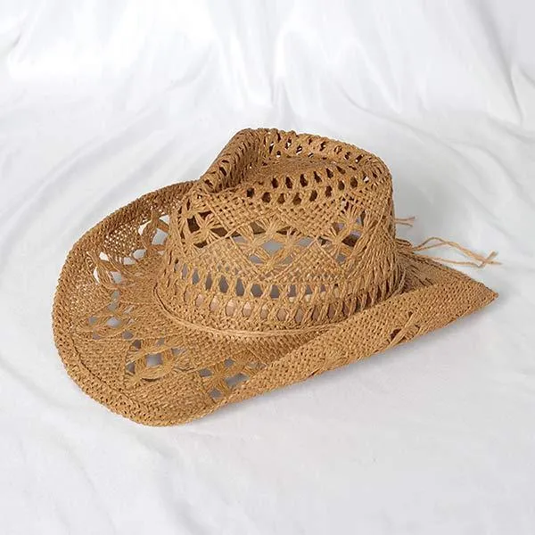 Hand Woven Cutout Denim Straw Hat 57303274C