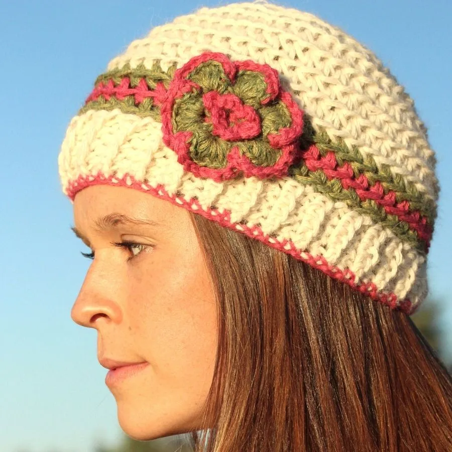 Handmade Alpaca Hat with Flower