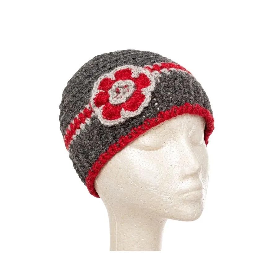 Handmade Alpaca Hat with Flower