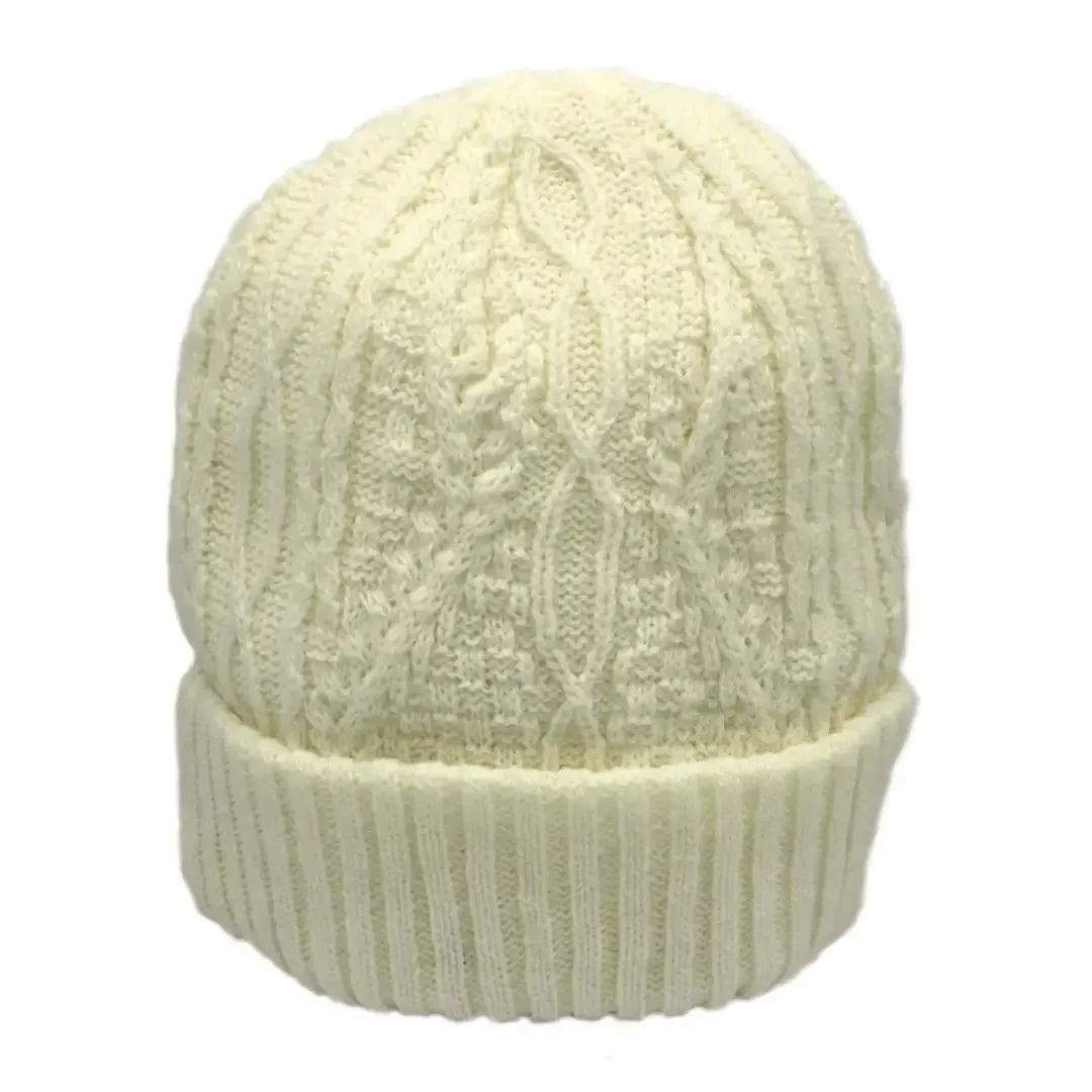 Heather Lizzy Aran Style Beanie Hat