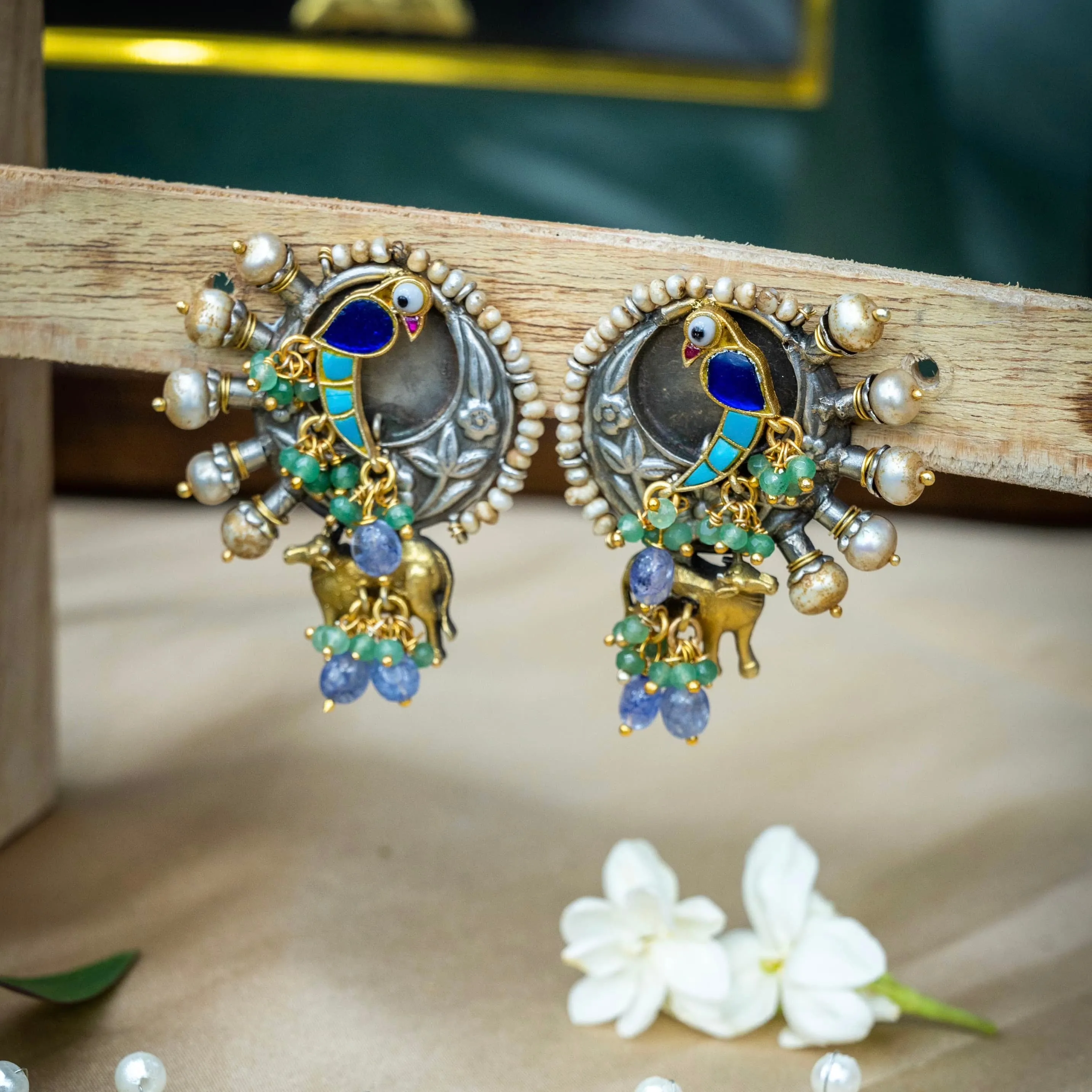 Heavenly Harmony Parrot Nandi Earrings