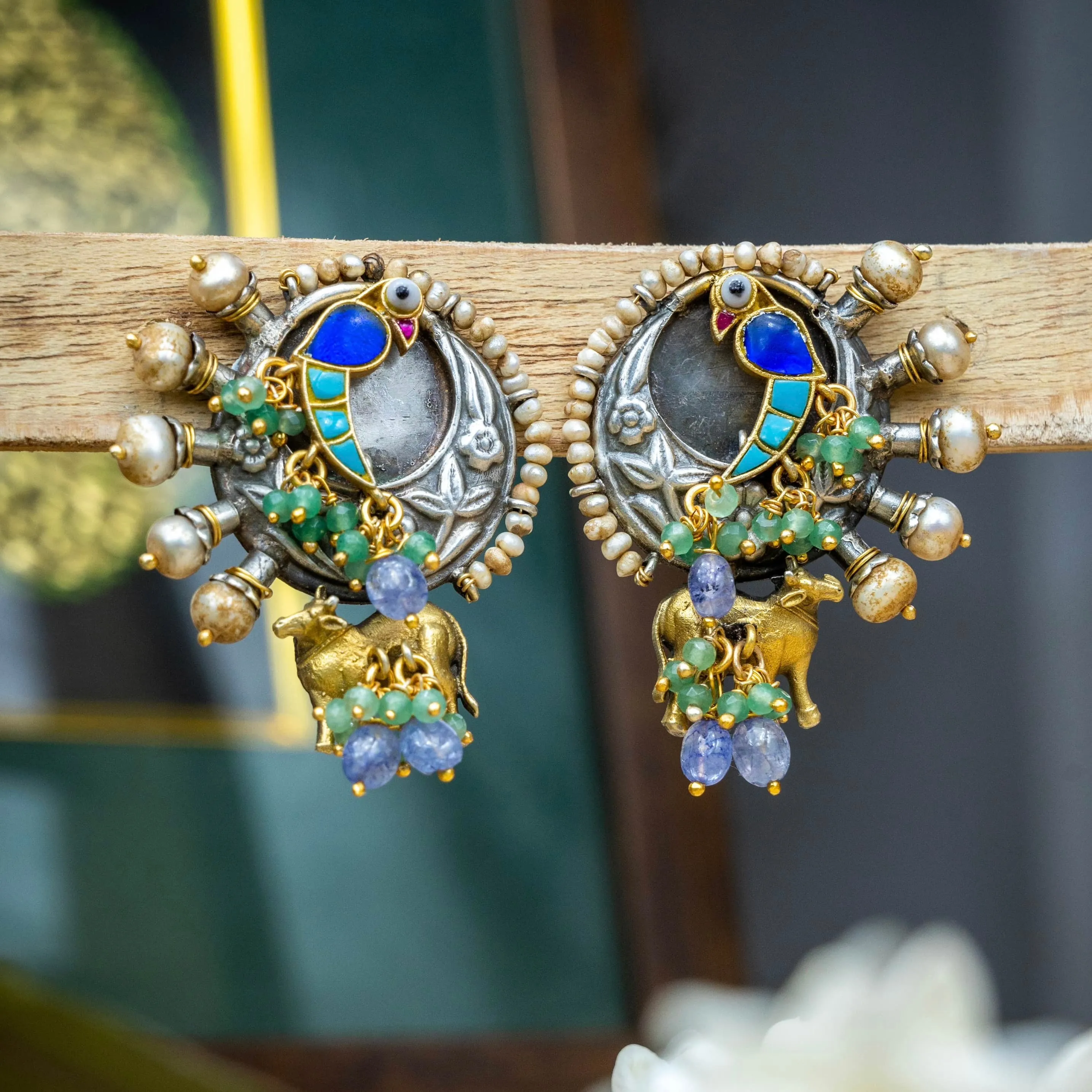 Heavenly Harmony Parrot Nandi Earrings