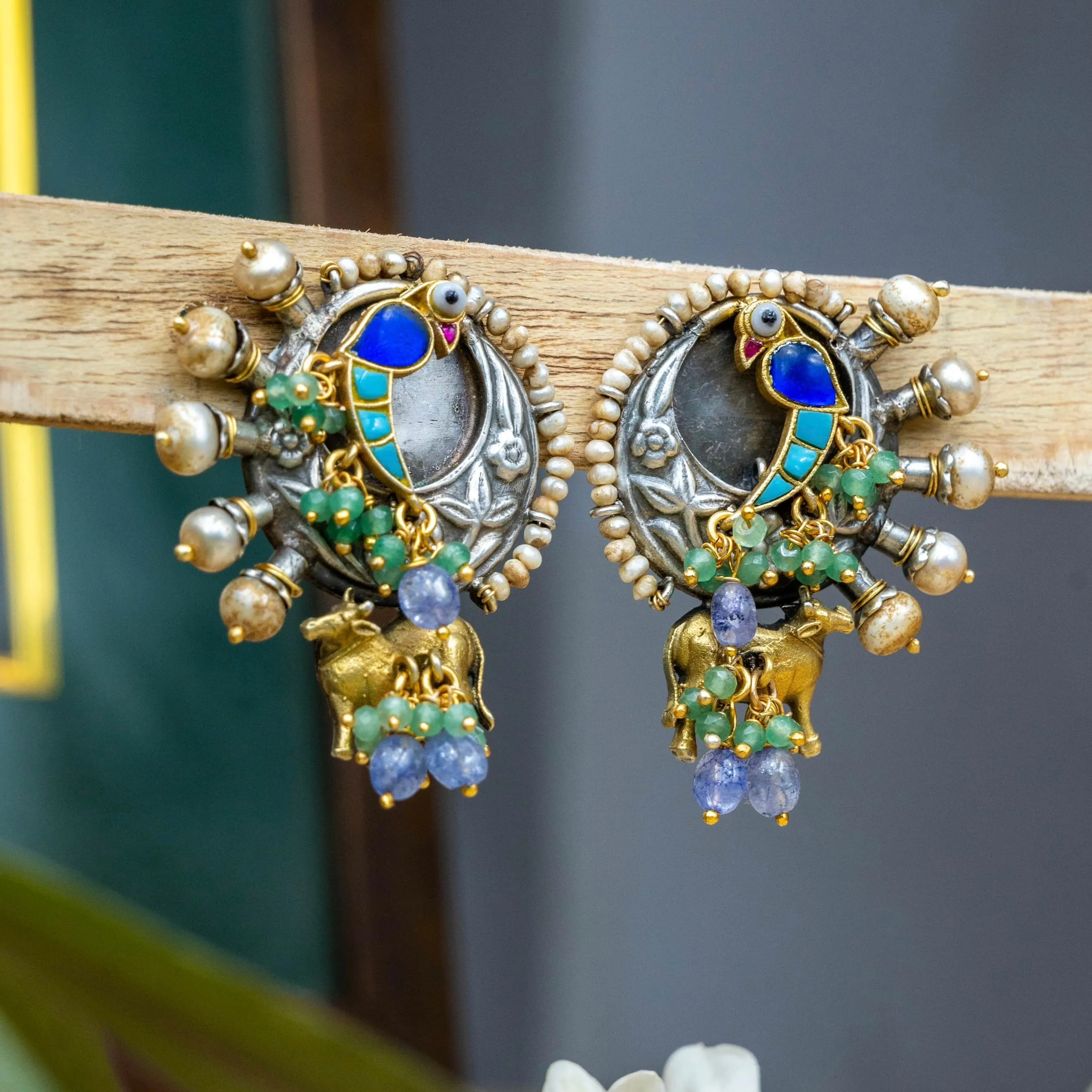 Heavenly Harmony Parrot Nandi Earrings