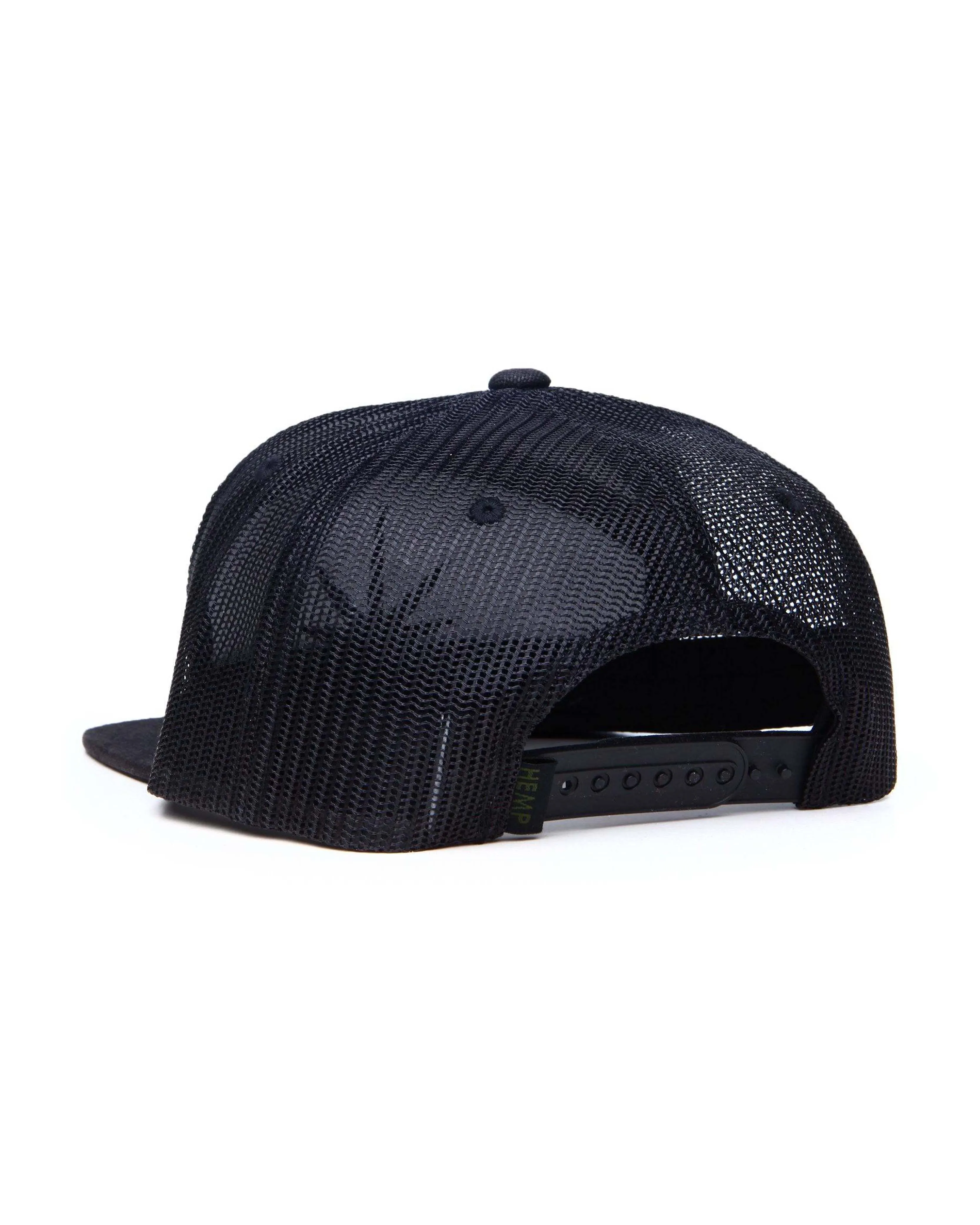 HEMPZOO BLACK LEAF ARCH TRUCKER CAP