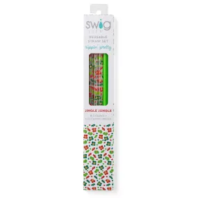 Jingle Jungle & Lime   Reusable Straw Set (Tall)