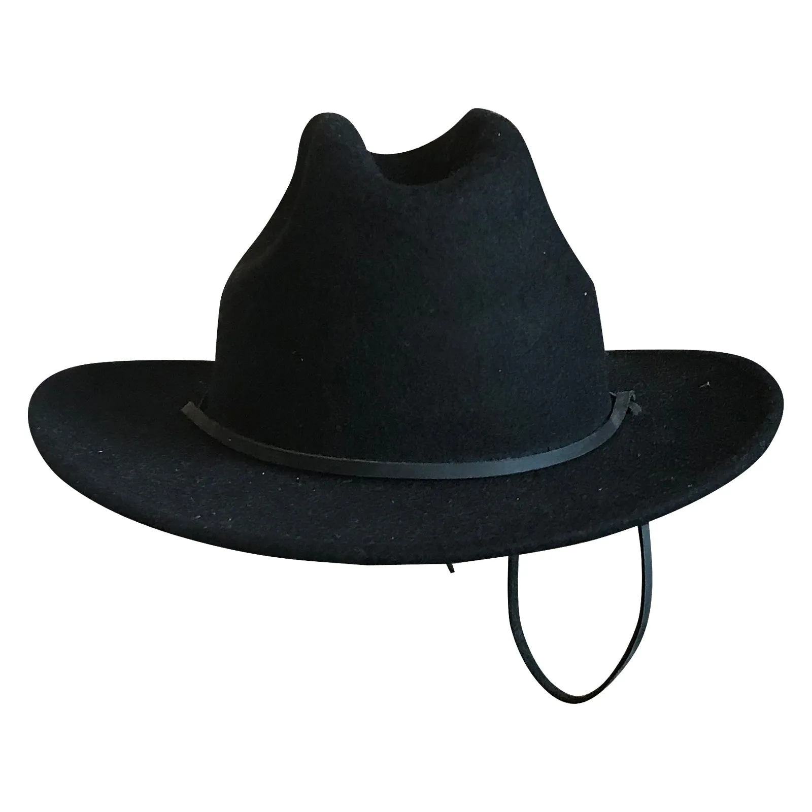 Kid's Black Felt Western Cowboy Hat with Chin Strap