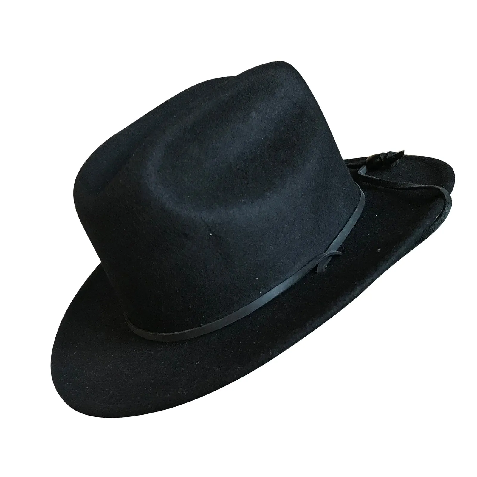 Kid's Black Felt Western Cowboy Hat with Chin Strap