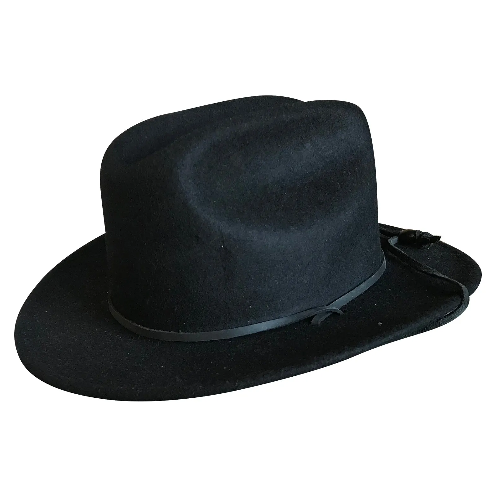 Kid's Black Felt Western Cowboy Hat with Chin Strap