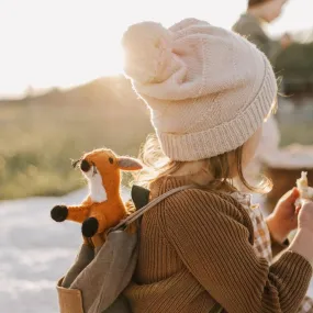 Kids Pom Pom Beanie - Almond White