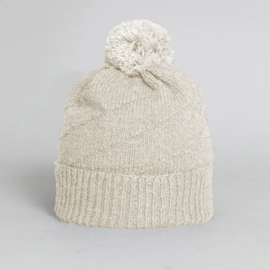 Kids Pom Pom Beanie - Almond White