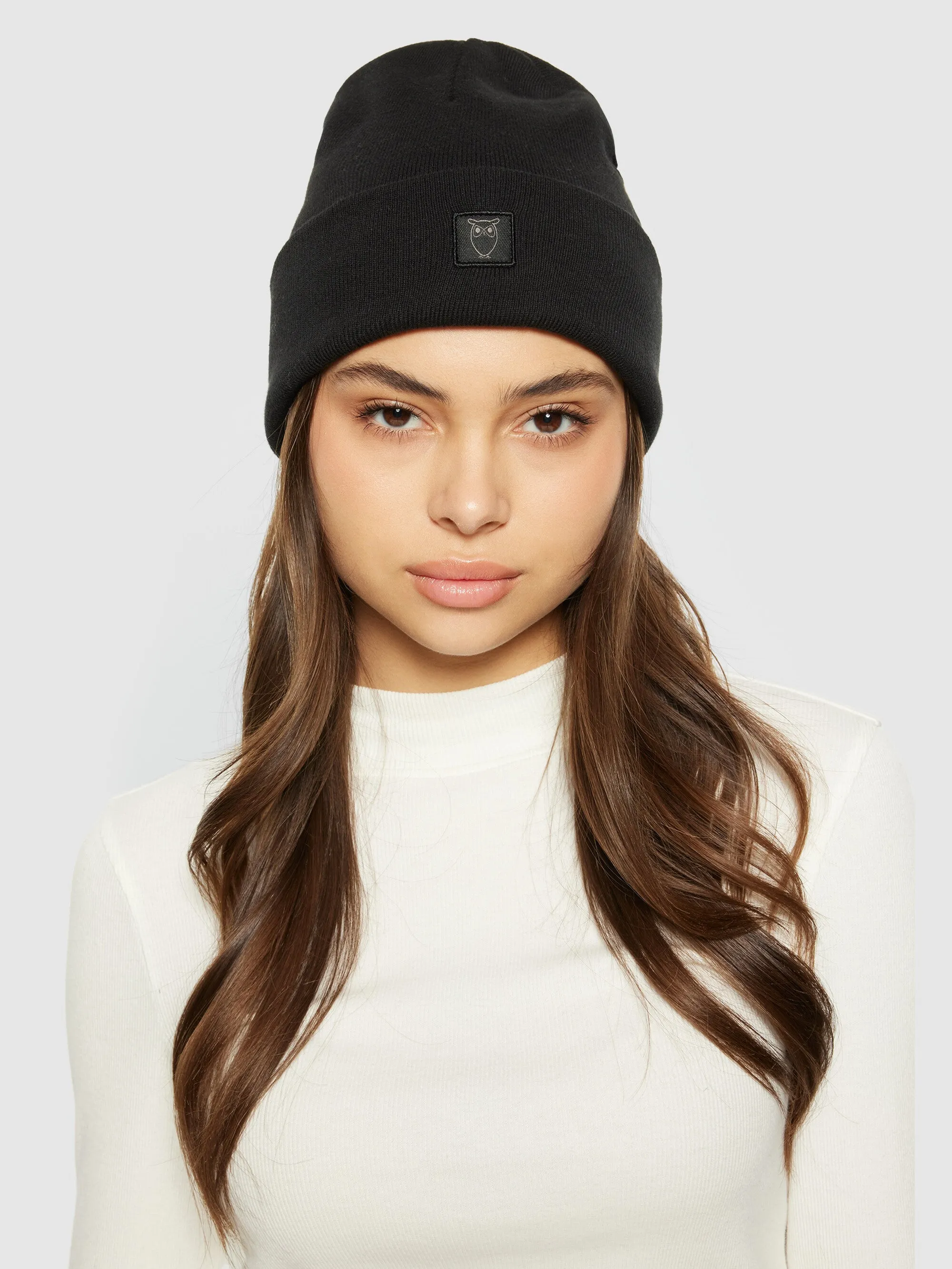 Knitted rib beanie - Black Jet